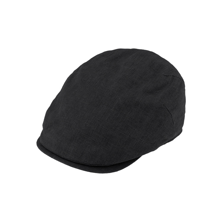 Fiebig Flatcap Leinen mit Steg UV-Schutz uni Schwarz – Gesamtansicht