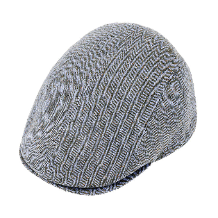 Fiebig Flatcap Seide Herringbone UV-Schutz Jeansblau