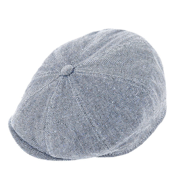 Fiebig 8-Panel Cap Seide Herringbone UV-Schutz Jeansblau