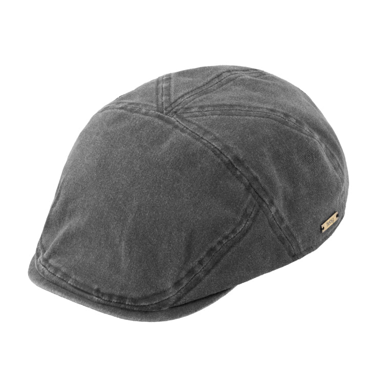 Fiebig Flatcap gewaschene Baumwolle uni UV Schutz Hellgrau
