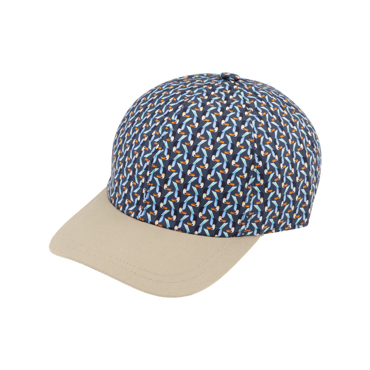 Fiebig Baseballcap Tukan-Muster Schild uni UV-Schutz Marineblau