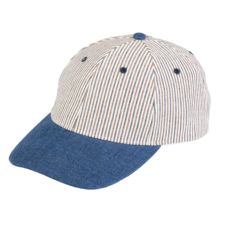Fiebig Baseballcap feine Streifen Schirm uni Marineblau