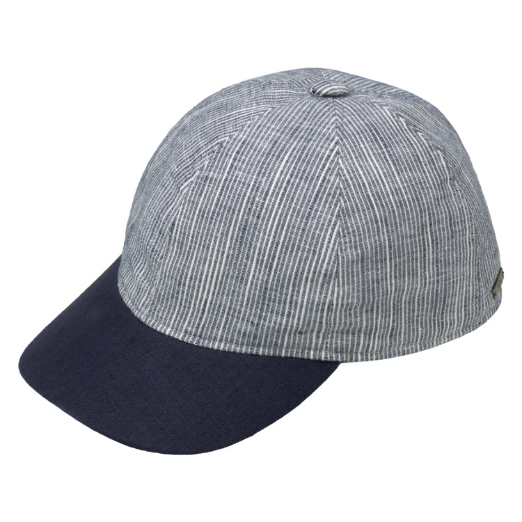 Fiebig Baseballcap feine Streifen Schirm uni Marineblau