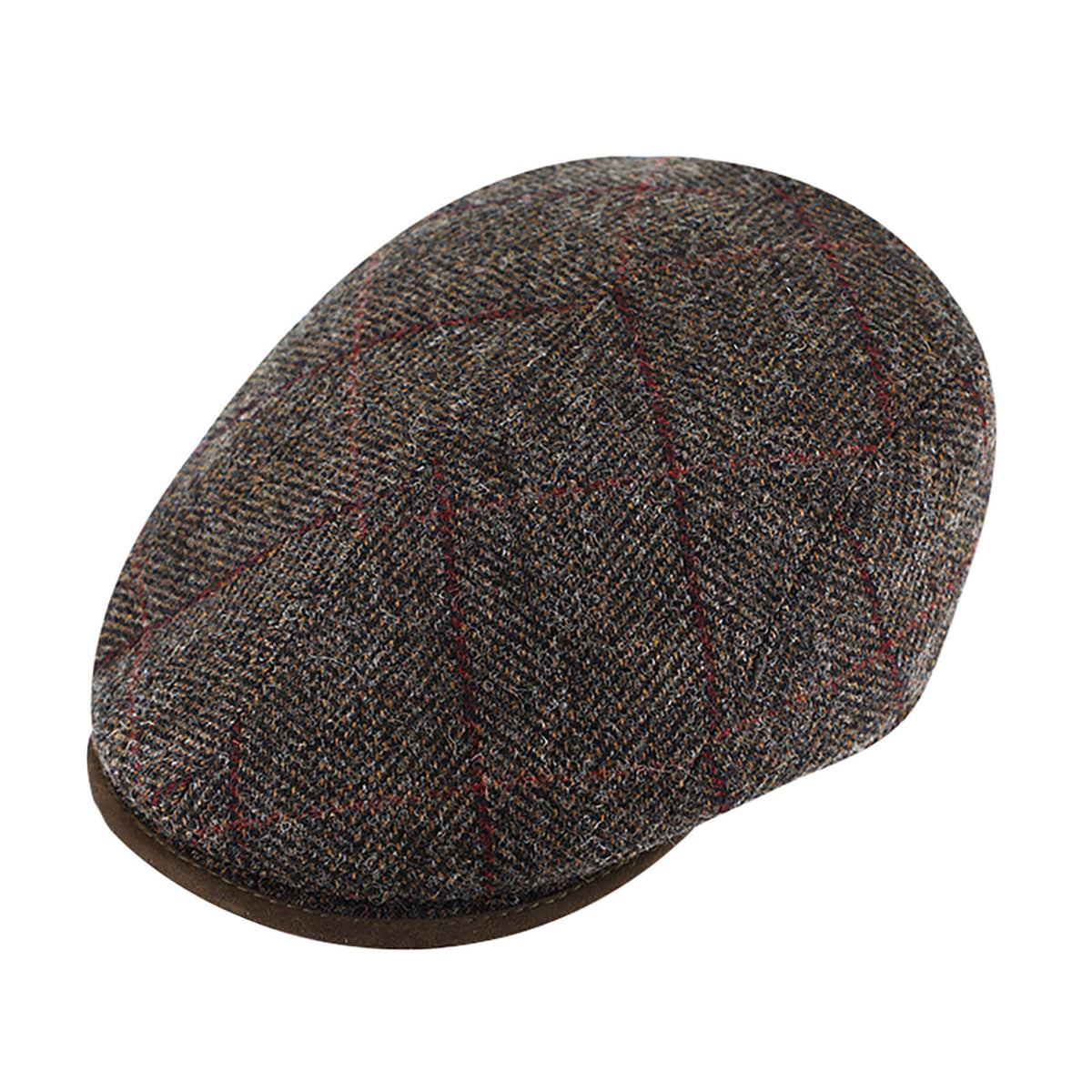 Fiebig Flatcap Shetland Wolle Fischgraet und Karo Braun