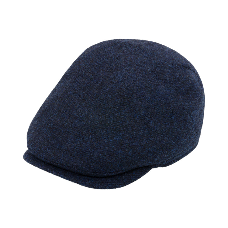 Fiebig Flatcap Shetlandwolle melange Marineblau