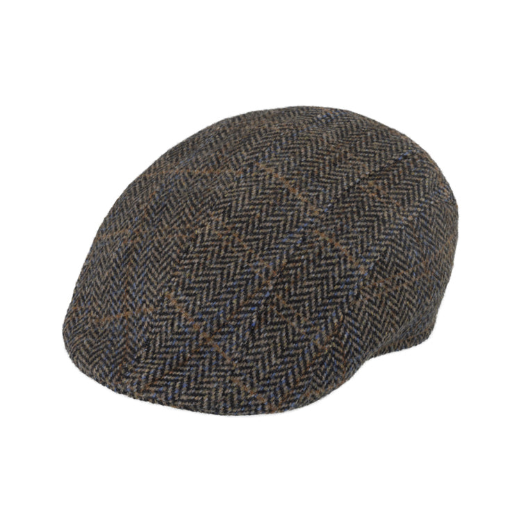 Fiebig Flatcap Wolle Fischgrät mit Streifen Braun