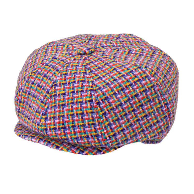 Fiebig 8-Panelcap Harris Tweed mehrfarbiges Geflecht Violett