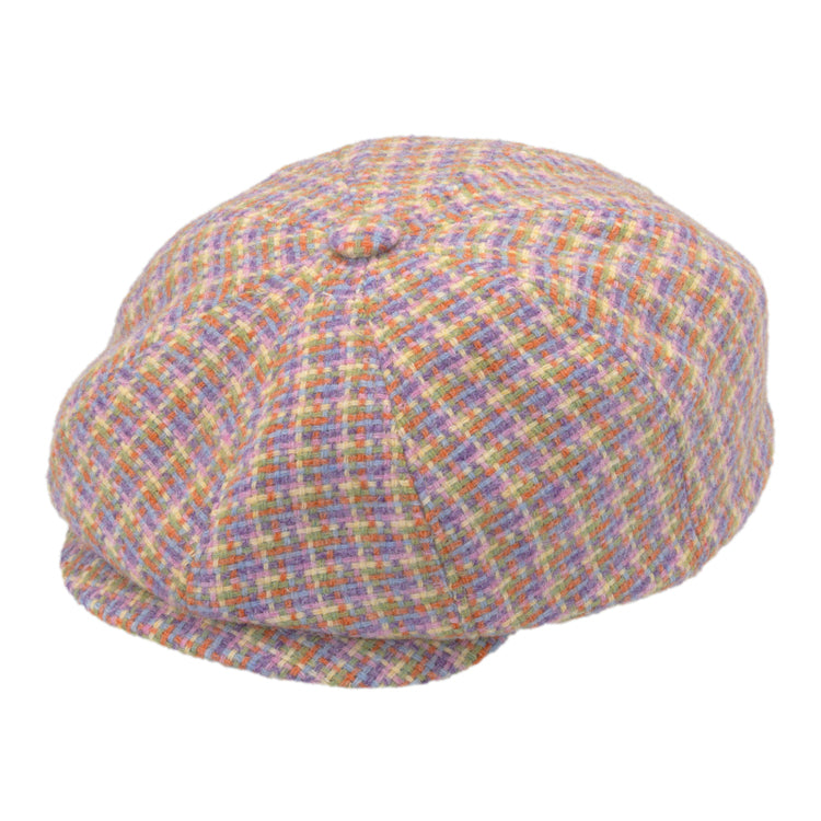 Fiebig 8-Panelcap Harris Tweed mehrfarbiges Geflecht Apfelgrün