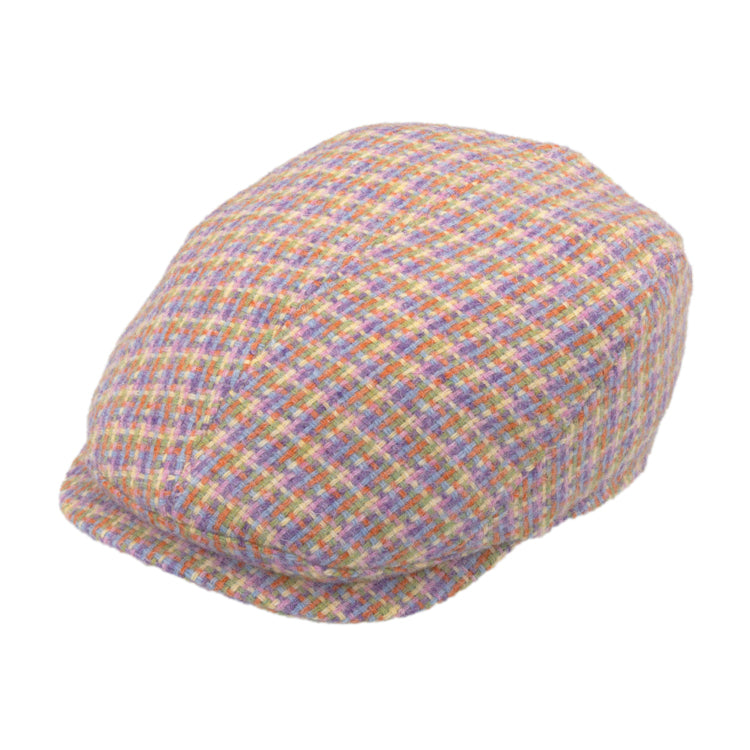 Fiebig Flatcap Harris Tweed mehrfarbiges Geflecht Apfelgrün