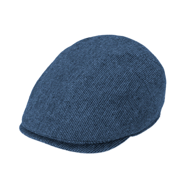 Fiebig Flatcap Shetlandwolle gestreift Jeansblau
