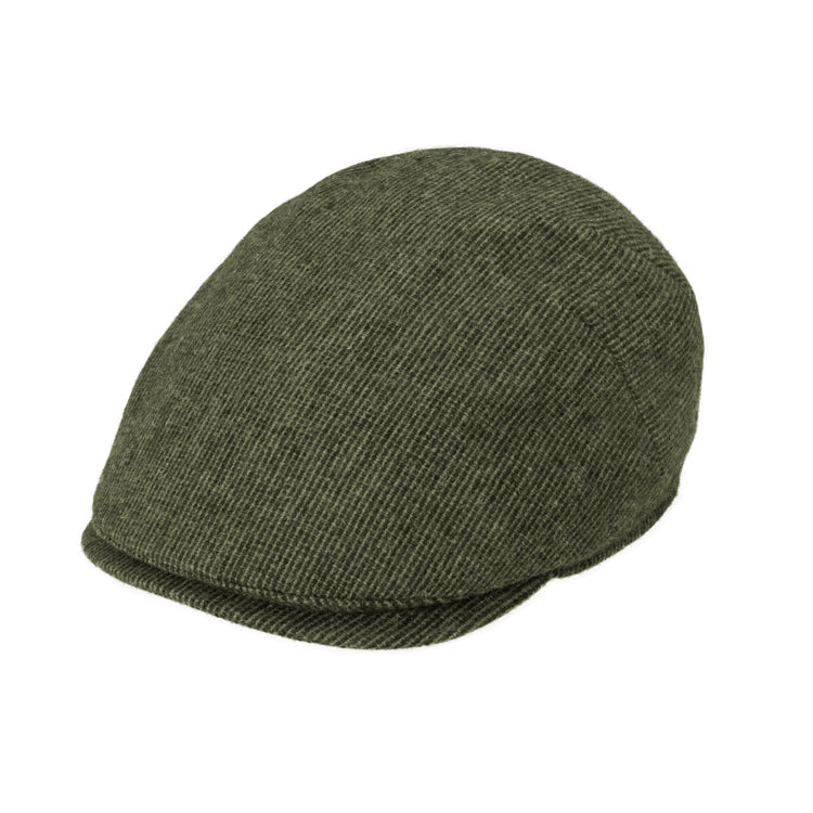 Fiebig Flatcap Shetlandwolle gestreift Olivgrün
