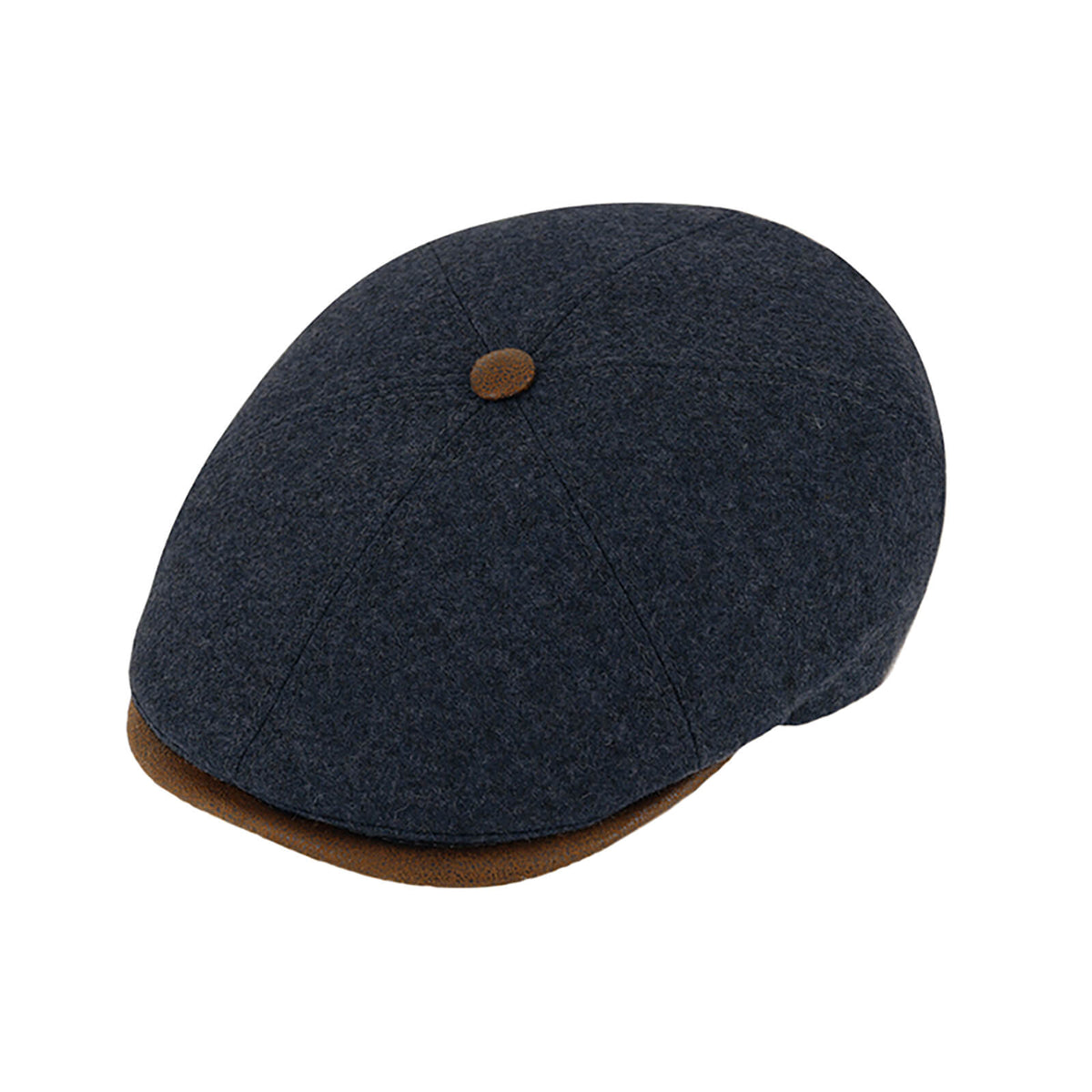 Fiebig 6-Panel Cap Schurwolle mit Kunstledereinfass Jeansblau