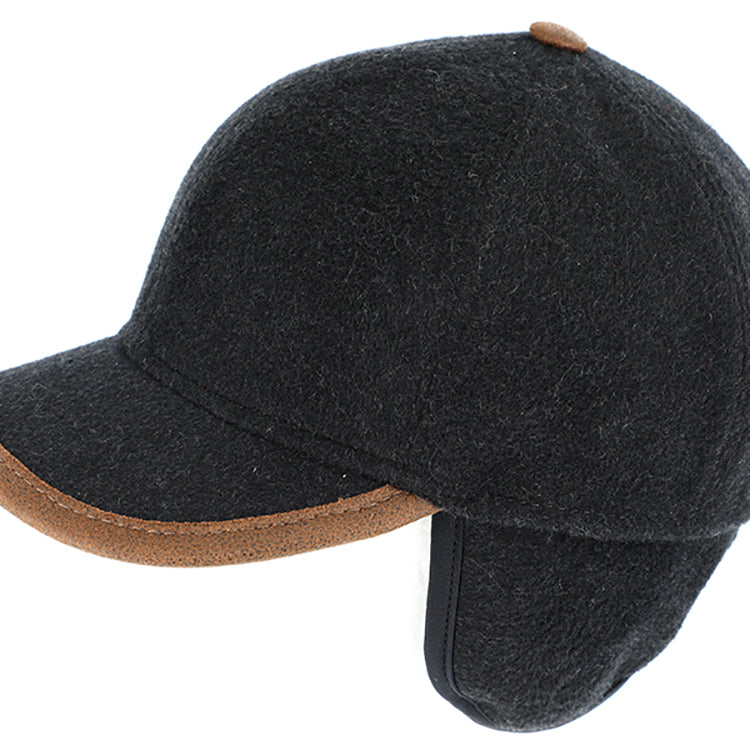 Fiebig Baseballcap Schurwolle mit Ohrenklappen Anthrazit – Produktansicht