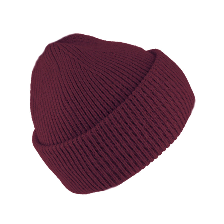Fiebig Strickbeanie gerippt mit Umschlag uni – Bordeaux