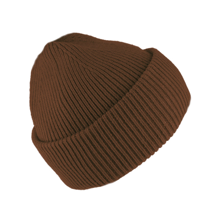 Fiebig Strickbeanie gerippt mit Umschlag uni – Cognac