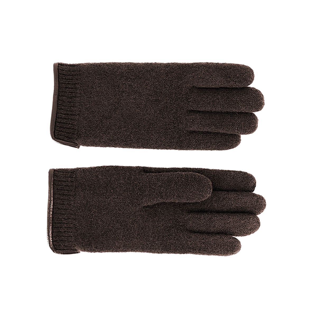 Fiebig Handschuhe gewalkte Wolle uni Lederkante Braun