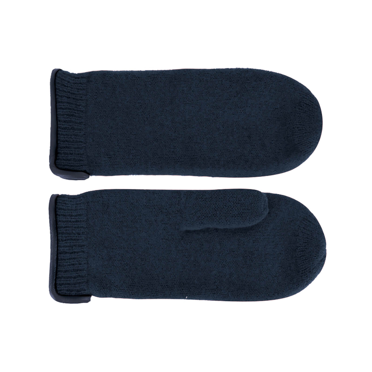 Fiebig Fäustlinge gewalkte Wolle mit Lederkante Marineblau