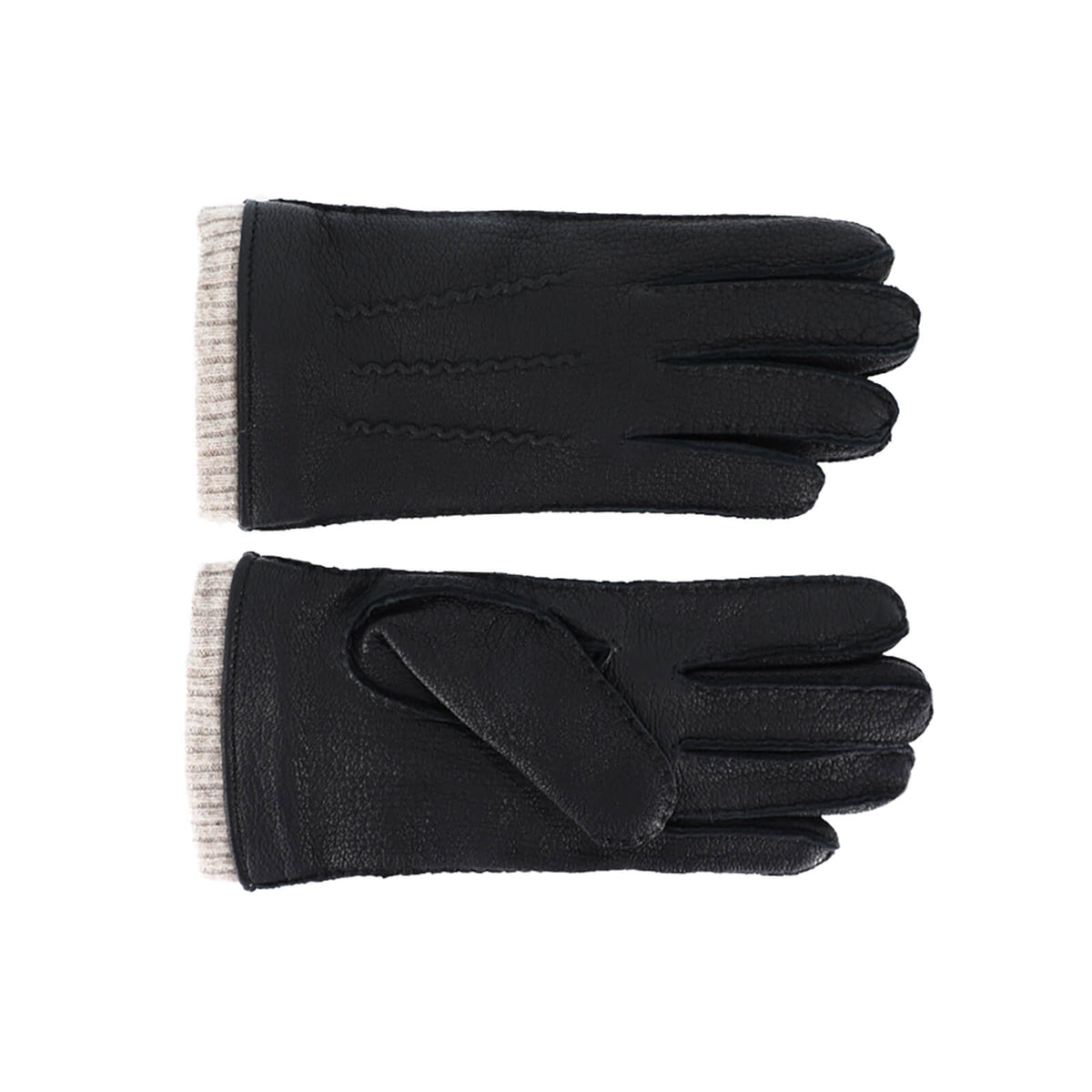 Fiebig Handschuhe Leder mit Strickbund Schwarz