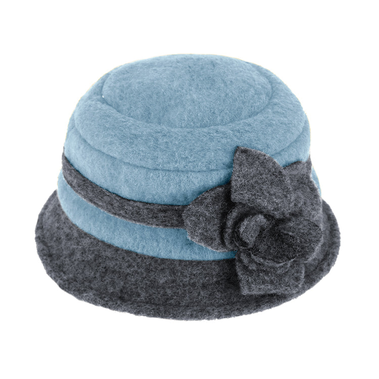 Fiebig Stoffhut Glocke Wolle zweifarbig Hellblau