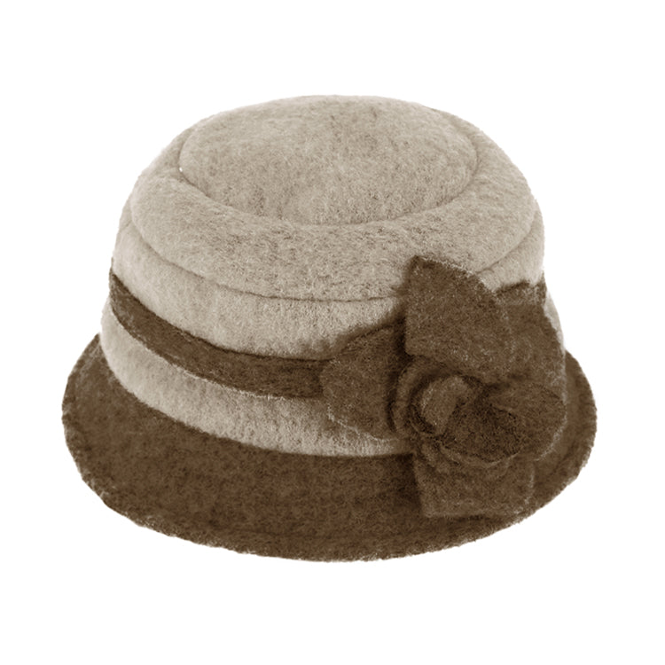 Fiebig Stoffhut Glocke Wolle zweifarbig Beige