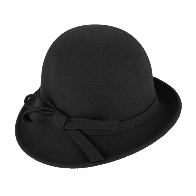 Fiebig Wollfilzhut Glocke asymmetrisch uni – Schwarz