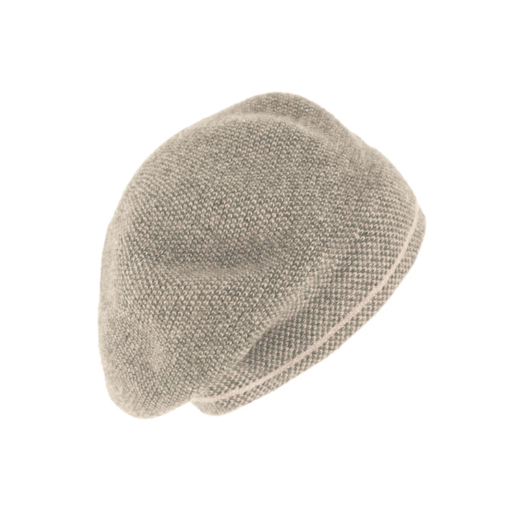 Fiebig Strickmütze Baske Wolle melange – Beige