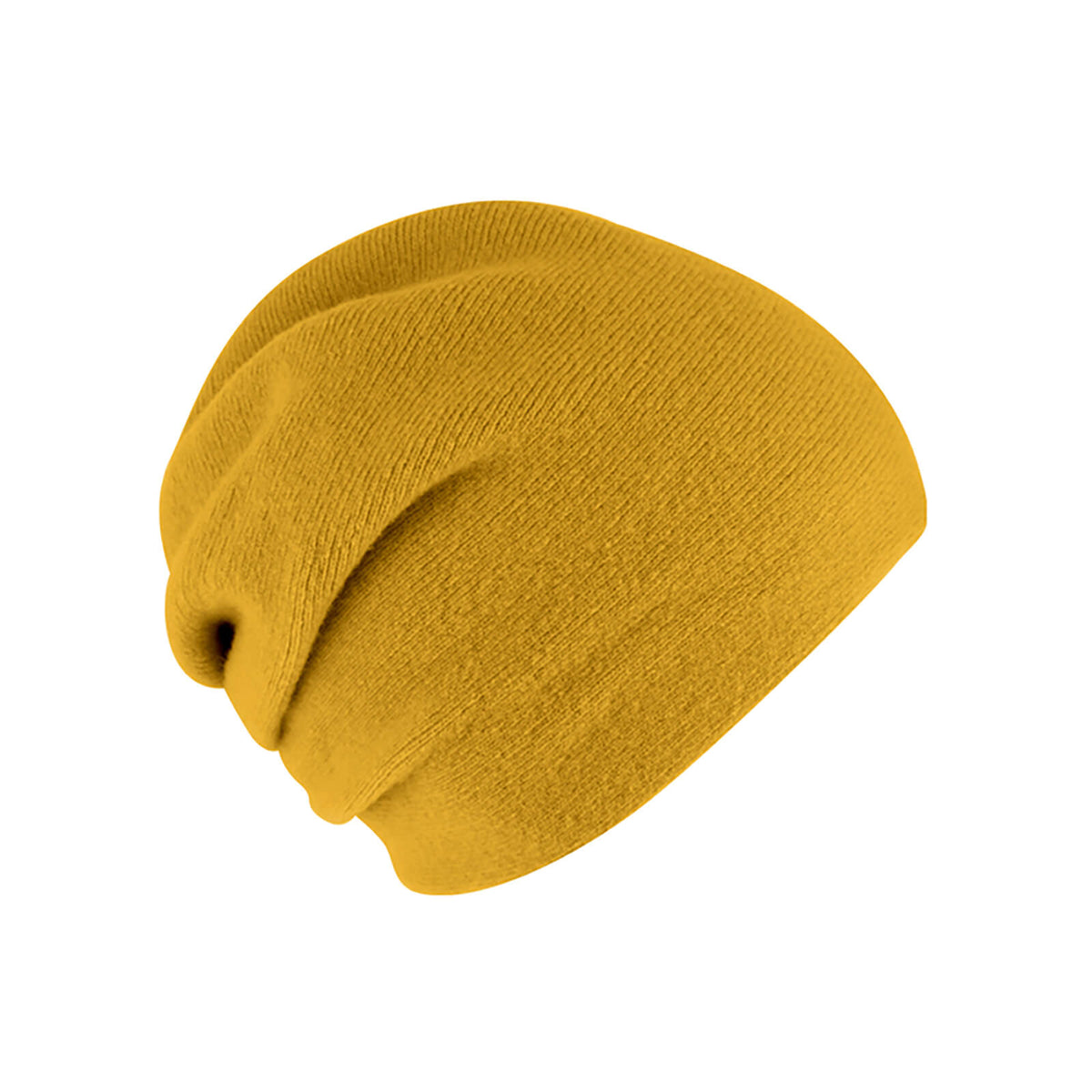 Fiebig Strickmütze Beanie Wolle uni zweilagig mit Raffung