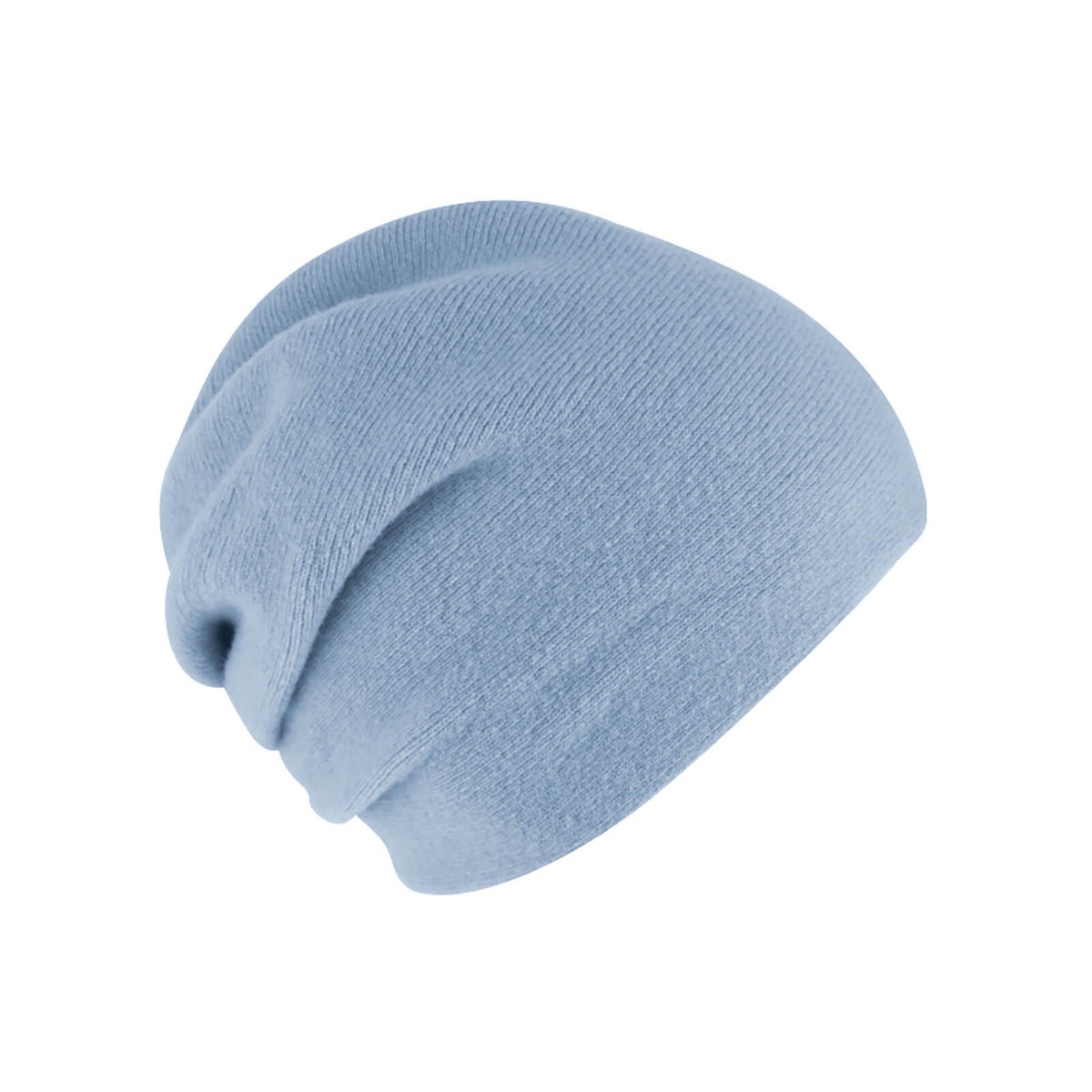 Fiebig Strickmütze Beanie Wolle uni zweilagig mit Raffung
