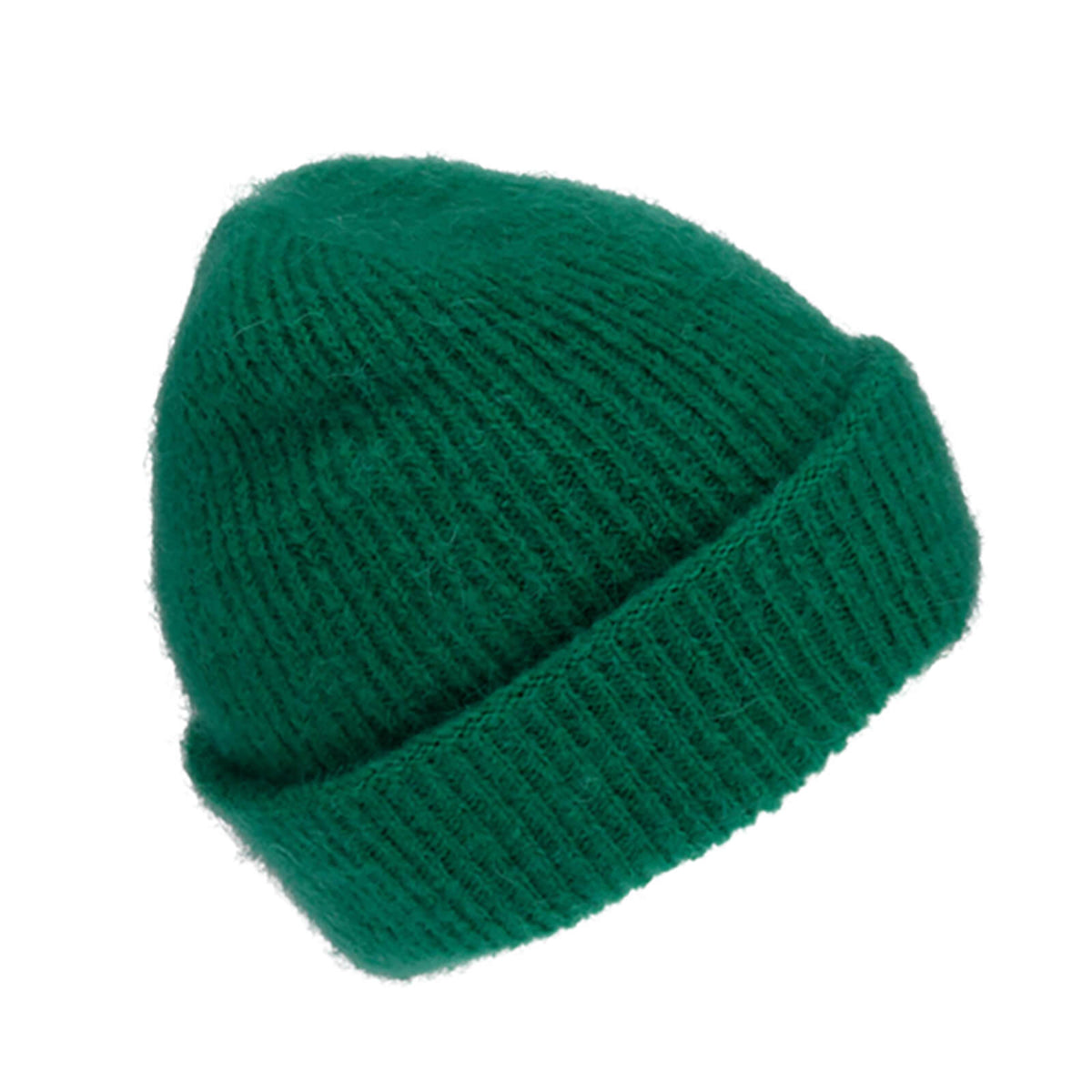 Fiebig Strickmütze Mohair uni mit Umschlag