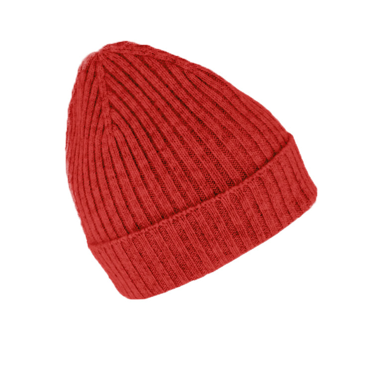 Fiebig Strick Beanie Kaschmir uni – Rot
