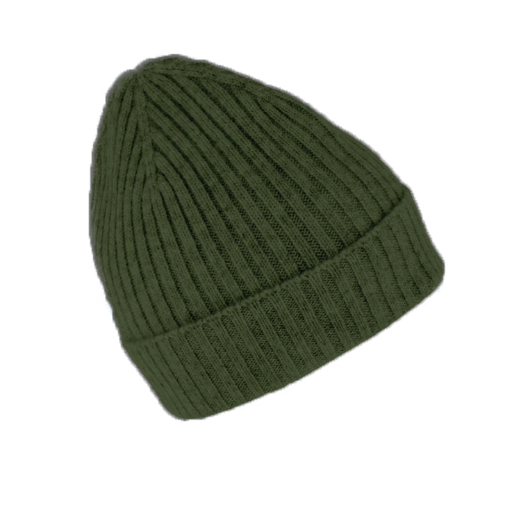 Fiebig Strick Beanie Kaschmir uni – Olivgrün