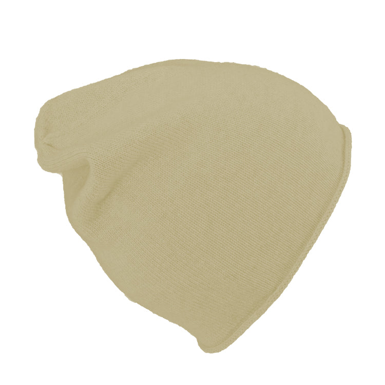 Fiebig Strick Beanie Kaschmir Rollrand uni – Beige