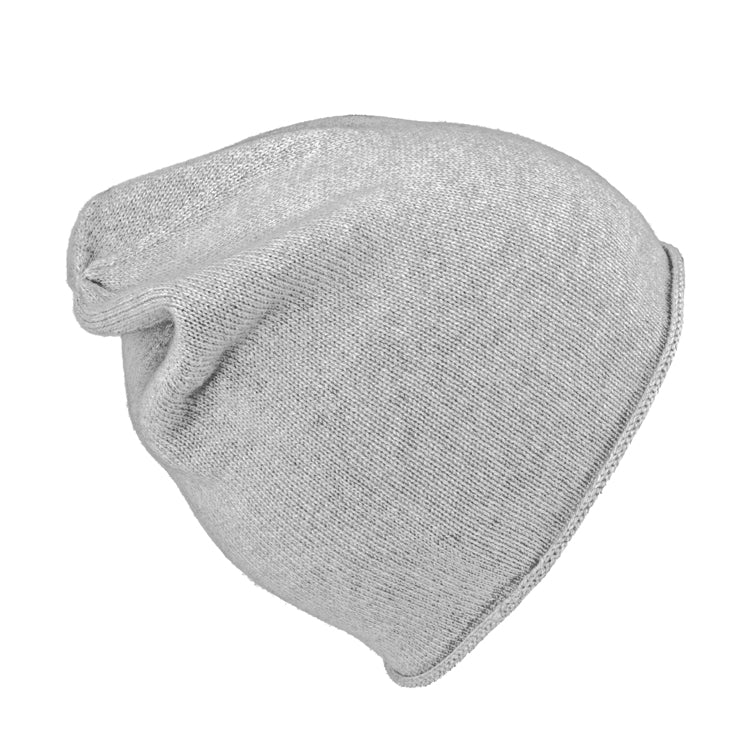 Fiebig Strick Beanie Kaschmir Rollrand uni – Hellgrau