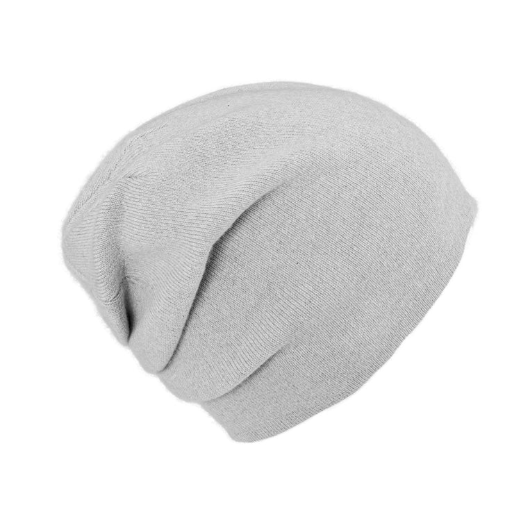 Fiebig Strick Beanie Kaschmir uni einlagig mit Raffung – Hellgrau