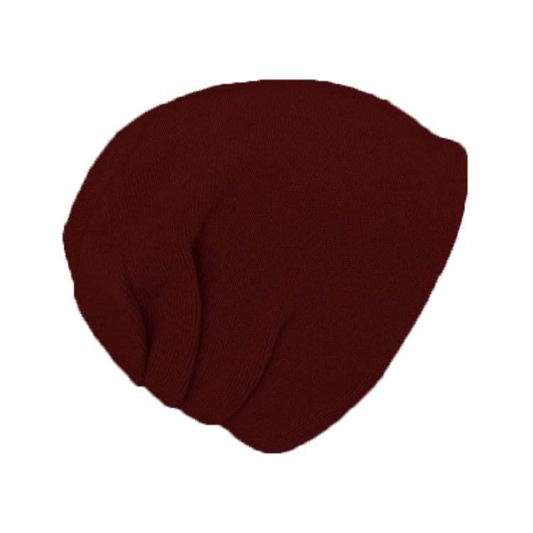 Fiebig Strick Beanie Kaschmir uni doppellagig mit Raffung – Bordeaux
