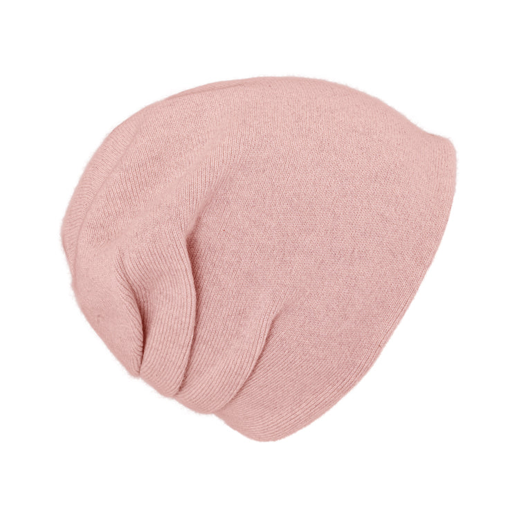 Fiebig Strick Beanie Kaschmir uni doppellagig mit Raffung – Rosa
