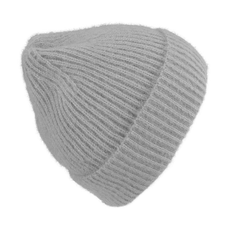 Fiebig Strickmütze Rippenstrick melange soft – Hellgrau