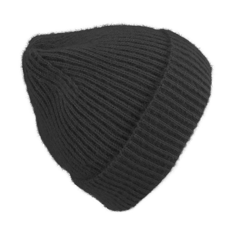 Fiebig Strickmütze Rippenstrick melange soft – Schwarz