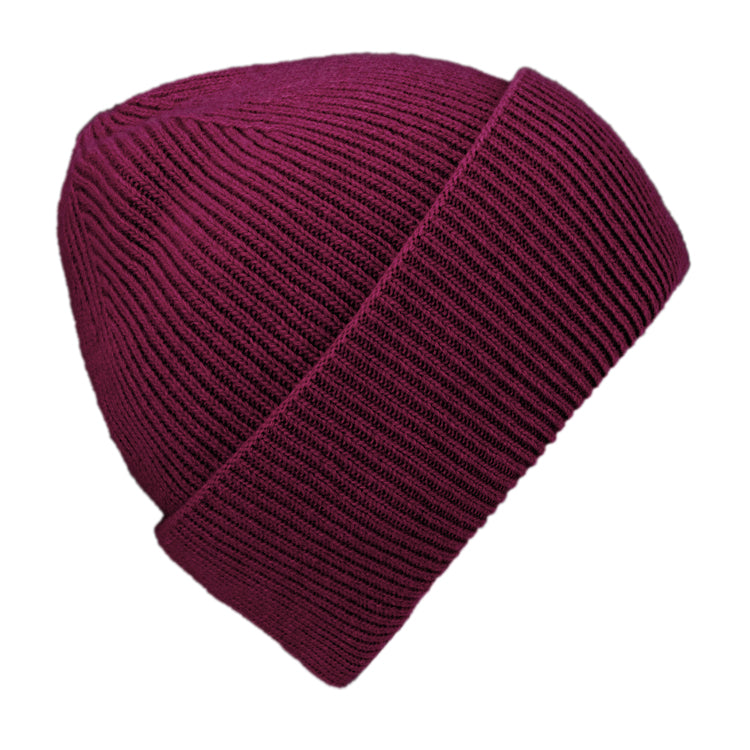Fiebig Strickmütze Wolle Rippenstrick uni – Bordeaux