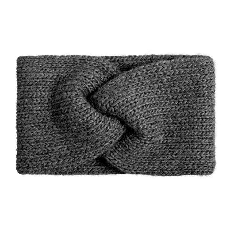 Fiebig Strickstirnband Wolle gedreht melange – Anthrazit