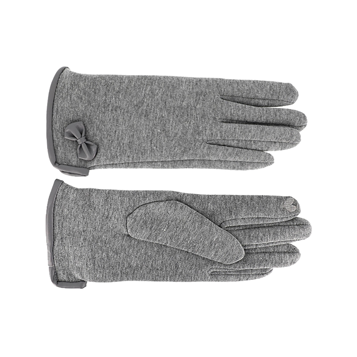 Fiebig Handschuhe Jersey uni mit Schleife Hellgrau