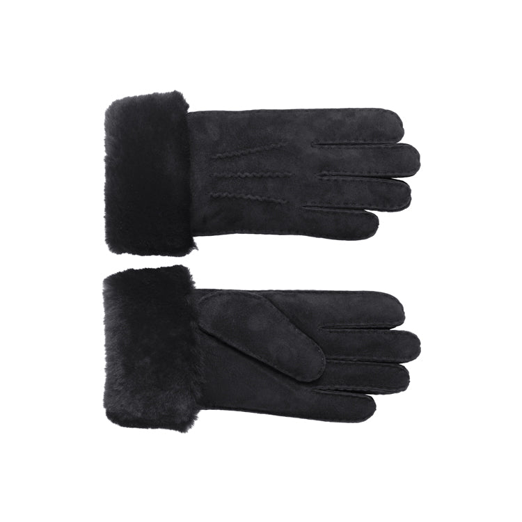 Fiebig Handschuhe Schafsleder mit Fellumschlag Schwarz