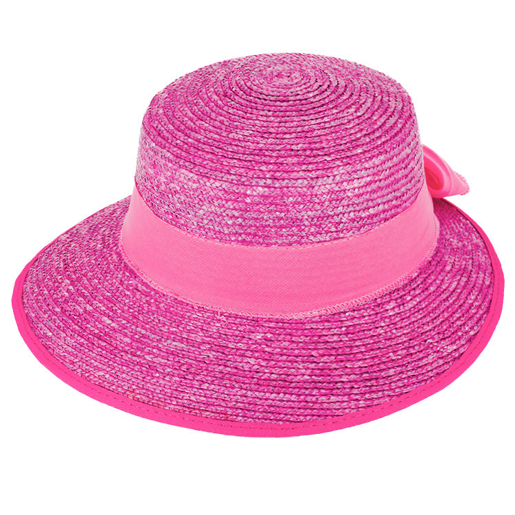 Fiebig Strohhut Schute Bortenstroh uni textiles Band UV-Schutz Pink