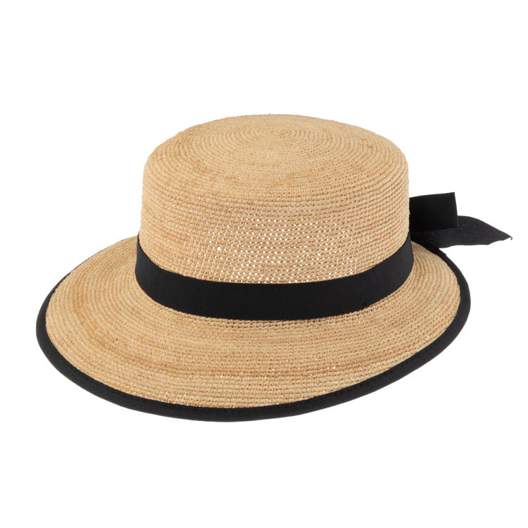 Fiebig Strohhut Schute Raffia Crochet mit Band und Einfass Natur