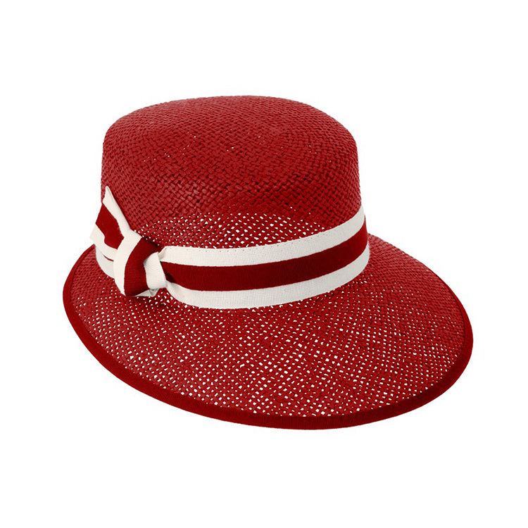 Fiebig Papierhut Schute uni mit zweifarbigem Ripsband Rot