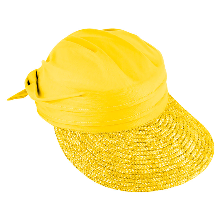 Fiebig Visor Stroh mit Stoffkrone – Gelb