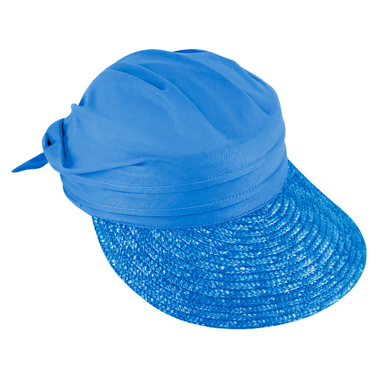 Fiebig Visor Stroh mit Stoffkrone – Royalblau