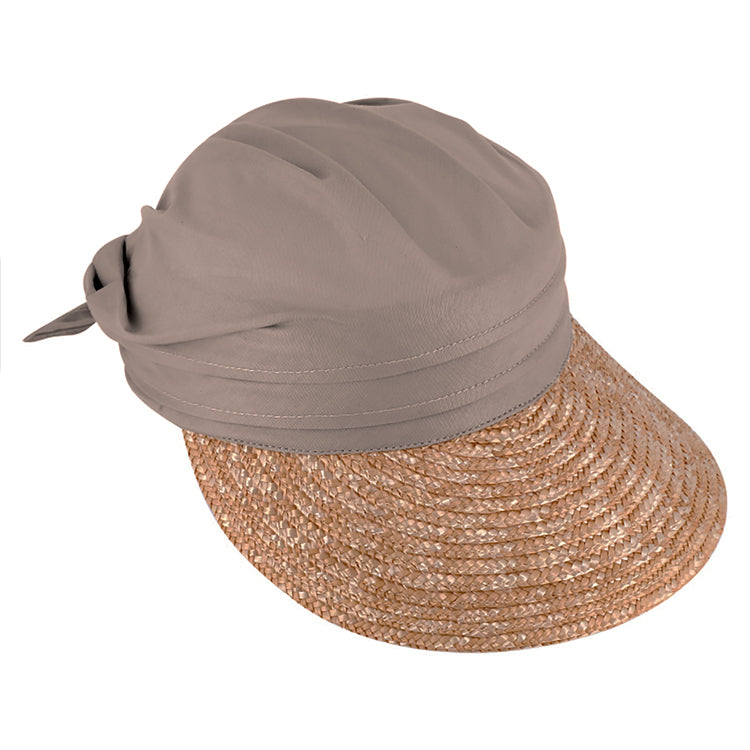 Fiebig Visor Stroh mit Stoffkrone – Taupe