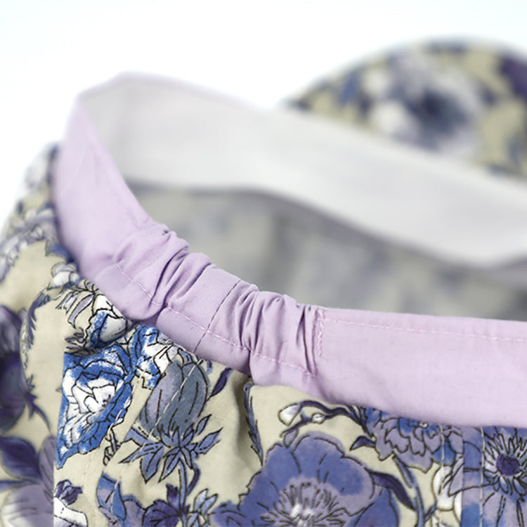 Fiebig Ballonkappe Blumenmuster Steg uni Flieder – Rückansicht