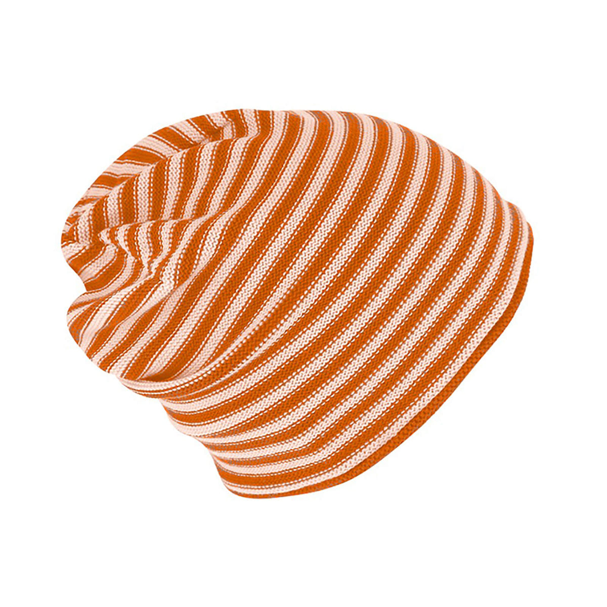 Fiebig Strickmütze Beanie Baumwolle gestreift mit Rollrand GOTS